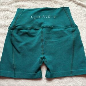 Alphalete Revival High-Waist Teal Shorts